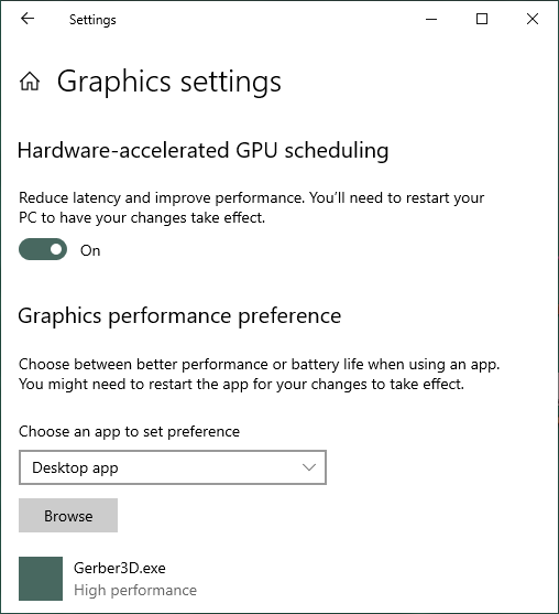 Windows 10 GPU selection dialog