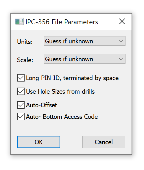 IPC-356 file format pop-up dialog