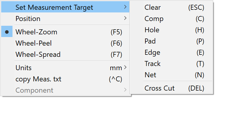 right mouse button click menu - Set Measurement Target