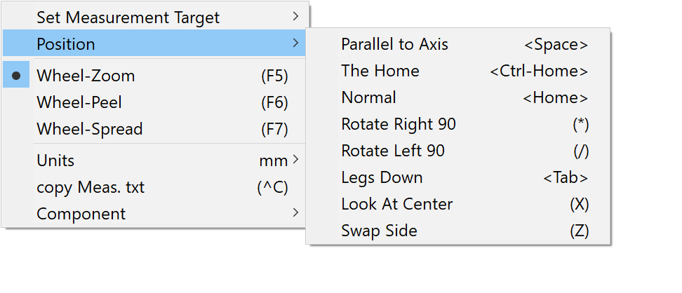 right mouse button click menu - Position